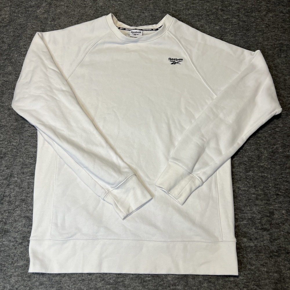Reebok Mens Classic Small Vector Sweatshirt, White, Size Small, Embroidered